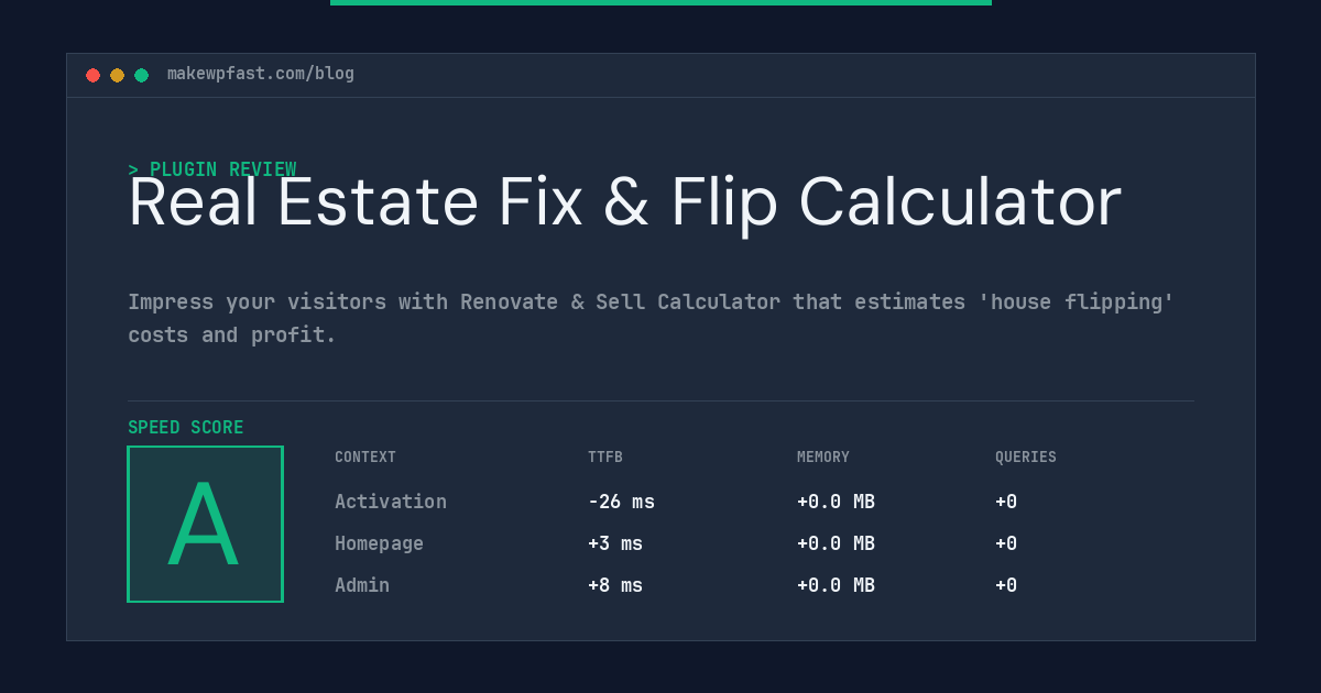 Real Estate Fix & Flip Calculator - MakeWPFast
