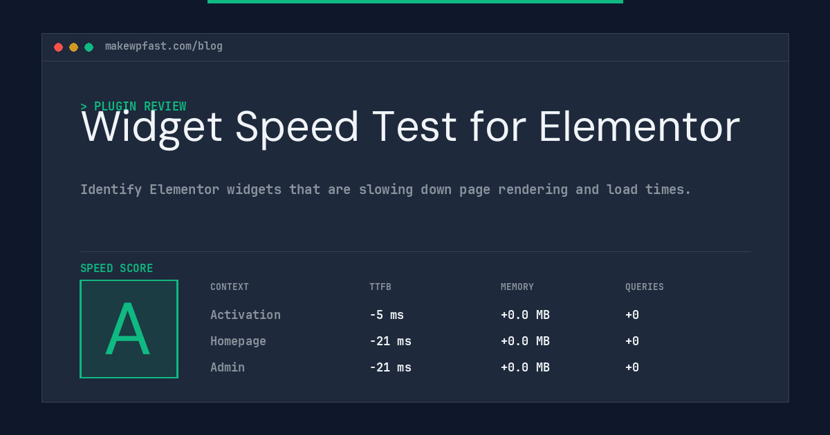 Widget Speed Test for Elementor - MakeWPFast