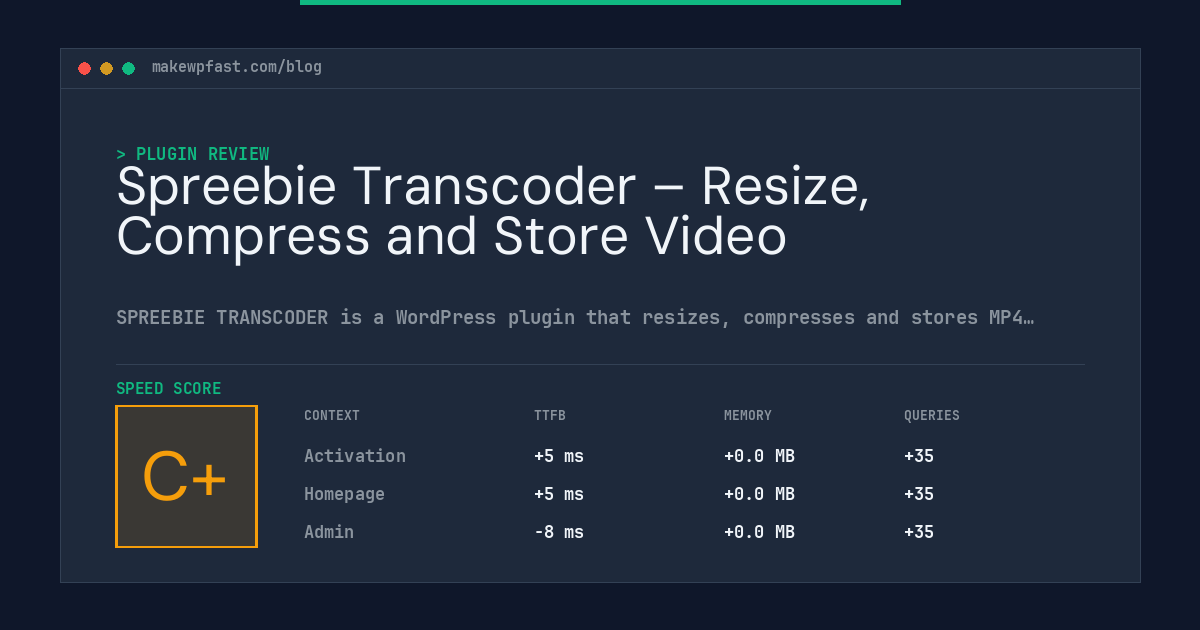 Spreebie Transcoder – Resize, Compress and Store Video - MakeWPFast