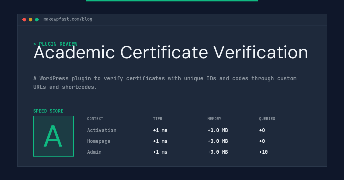Academic Certificate Verification - MakeWPFast