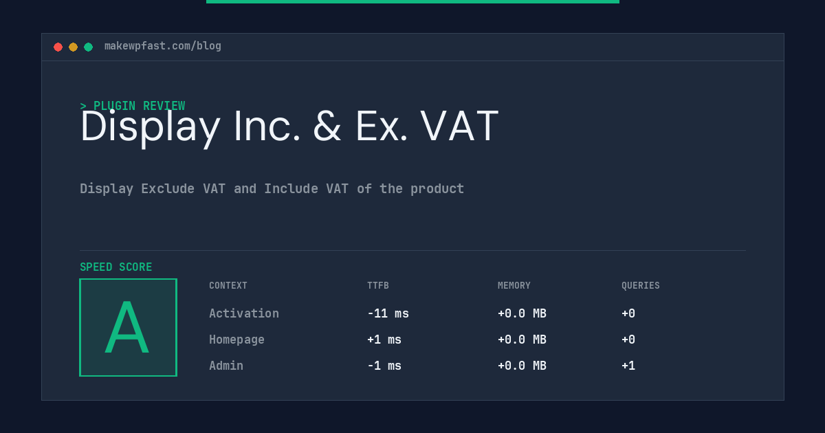 Display Inc. & Ex. VAT - MakeWPFast