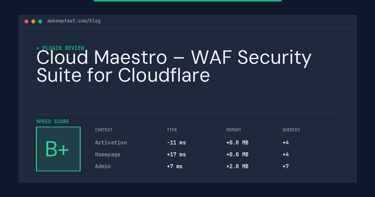Cloud Maestro – WAF Security Suite for Cloudflare - MakeWPFast