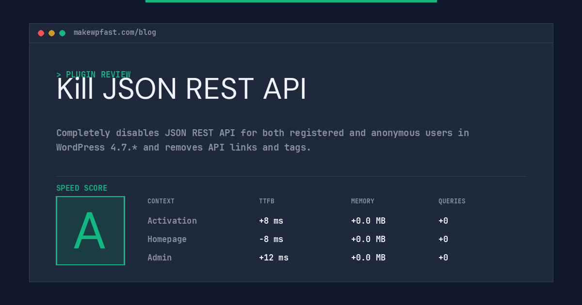 Kill JSON REST API - MakeWPFast