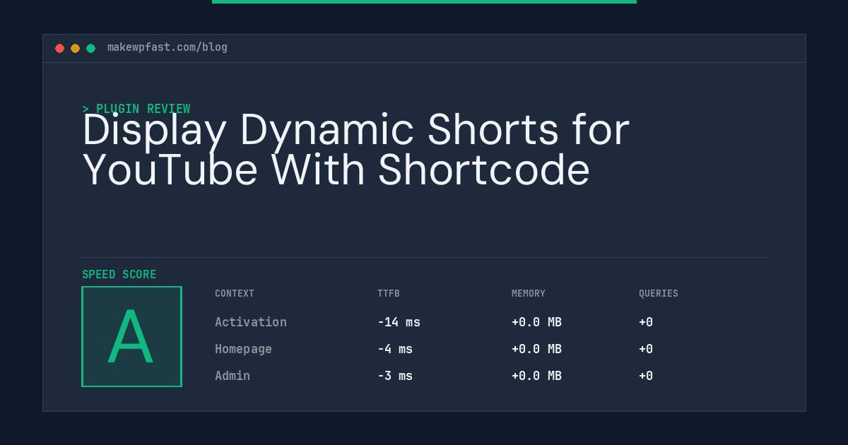 Display Dynamic Shorts for YouTube With Shortcode - MakeWPFast