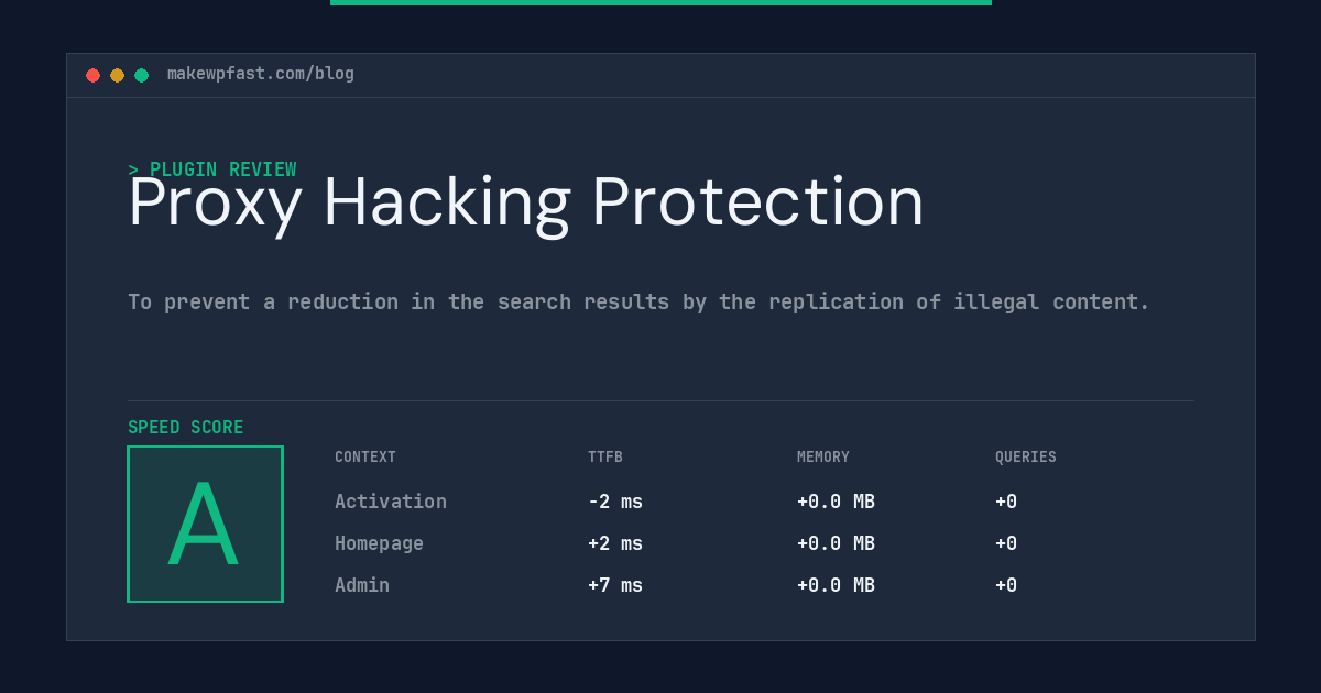 Proxy Hacking Protection - MakeWPFast