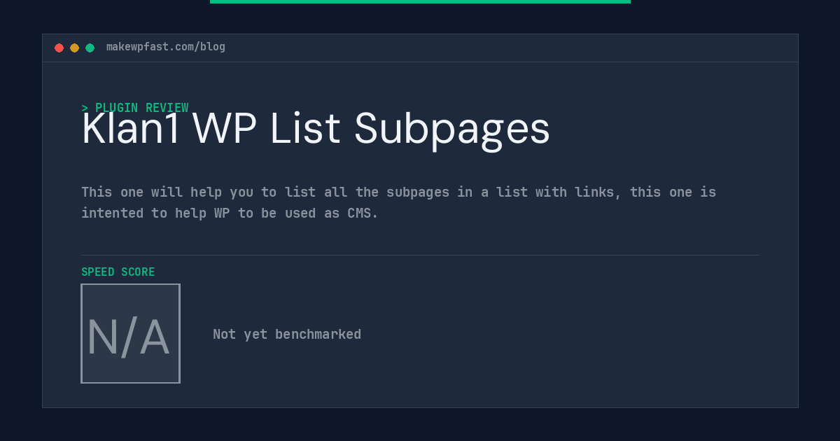 Klan1 WP List Subpages - MakeWPFast