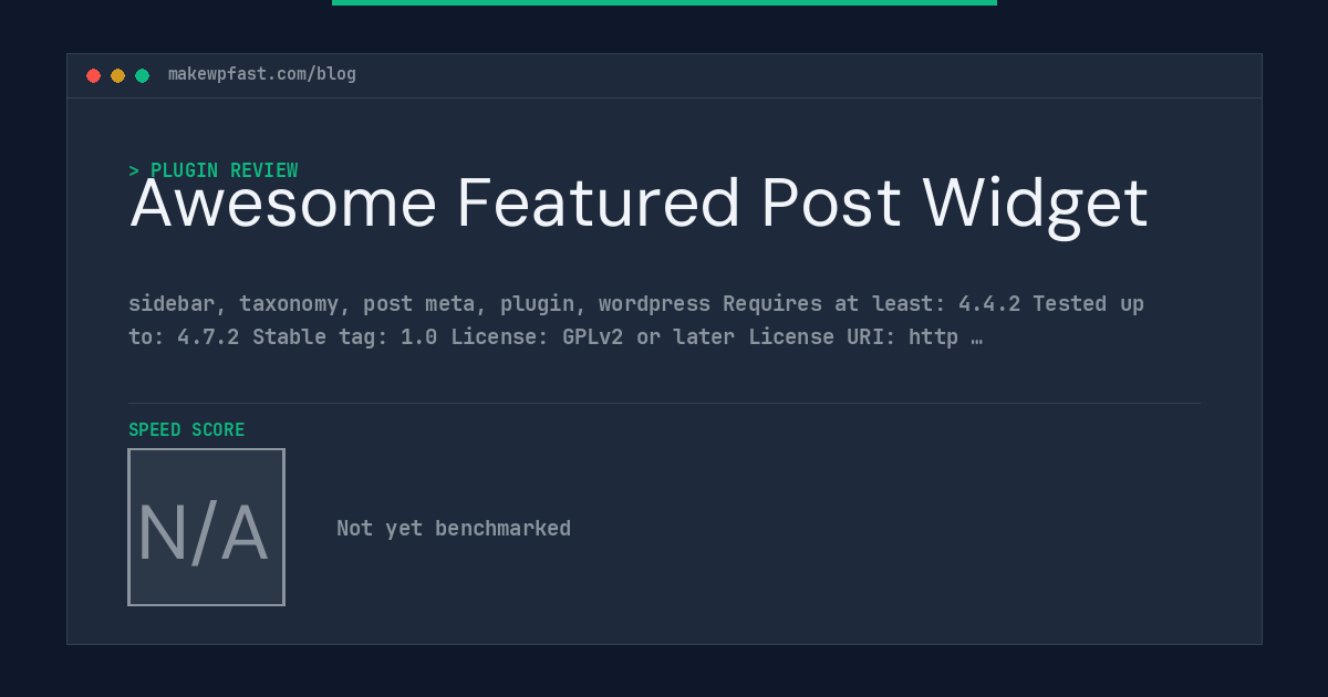 Awesome Featured Post Widget - MakeWPFast