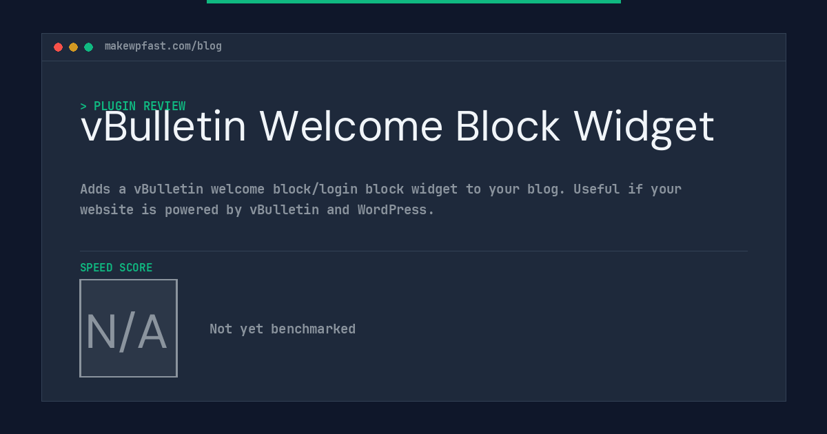 vBulletin Welcome Block Widget - MakeWPFast