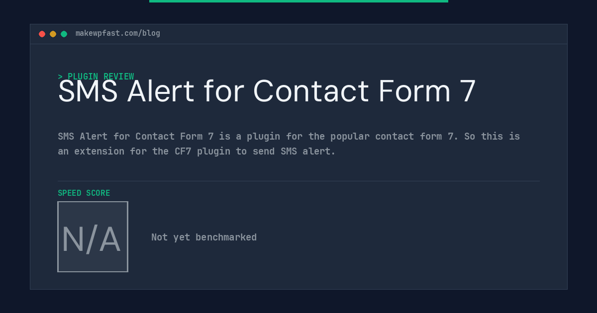 SMS Alert for Contact Form 7 - MakeWPFast