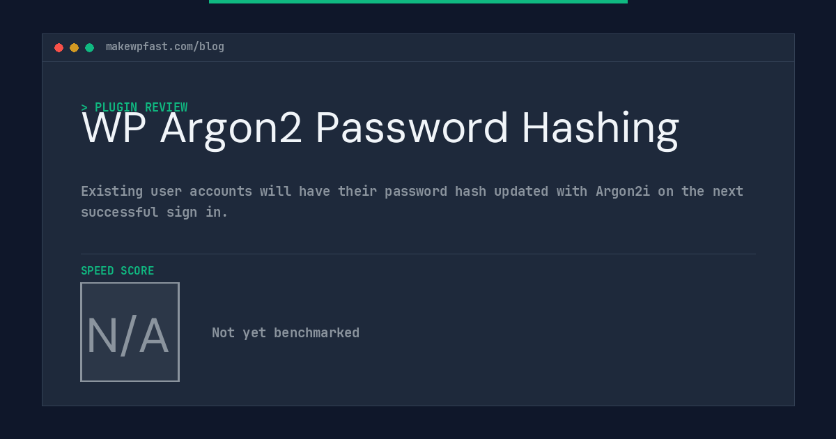 WP Argon2 Password Hashing - MakeWPFast