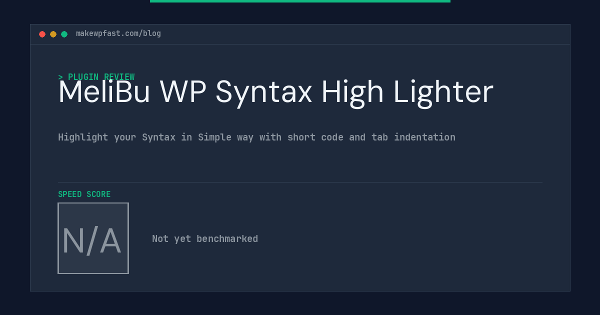 MeliBu WP Syntax High Lighter - MakeWPFast