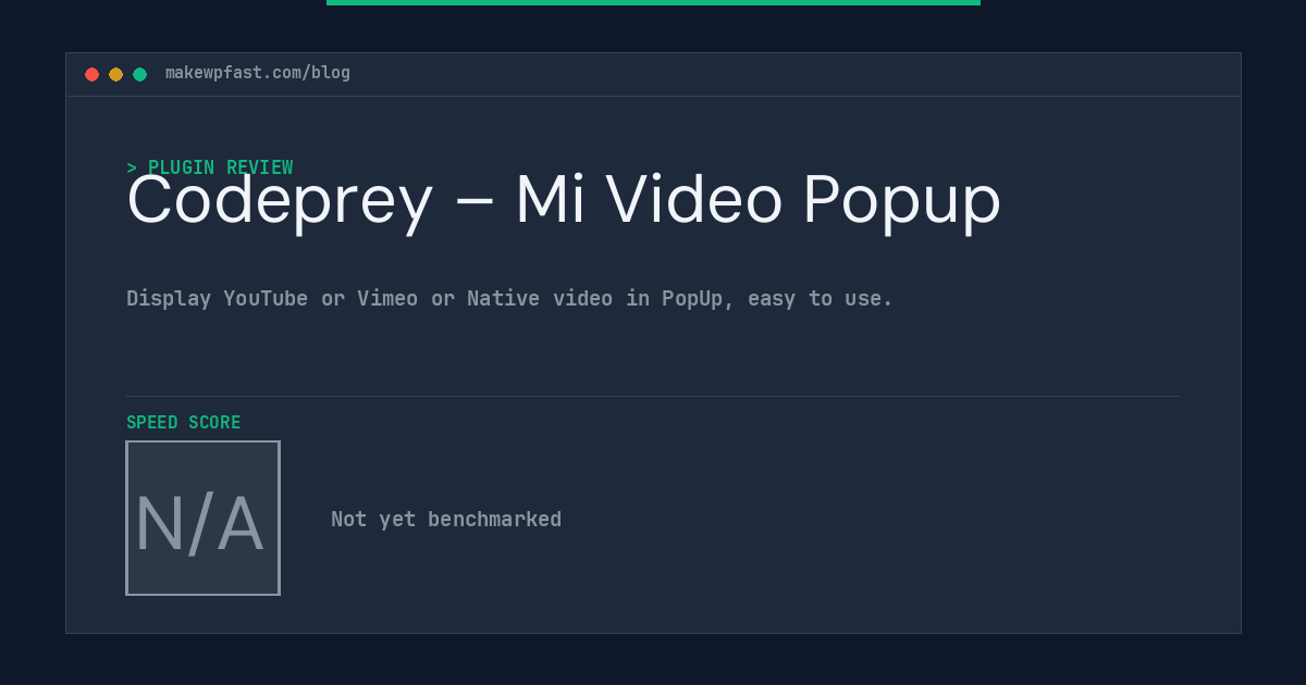 Codeprey – Mi Video Popup - MakeWPFast