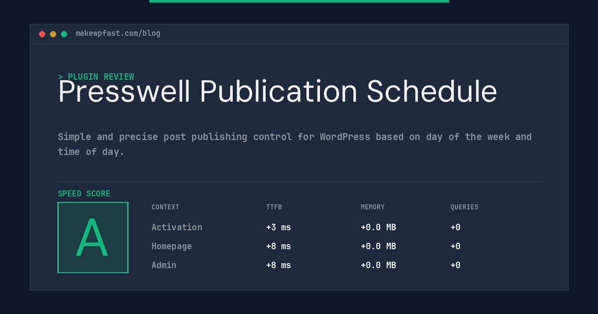 Presswell Publication Schedule - MakeWPFast