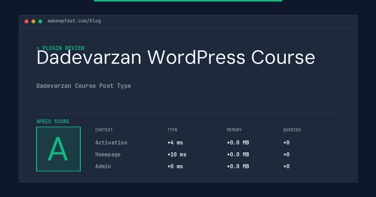 Dadevarzan WordPress Course - MakeWPFast