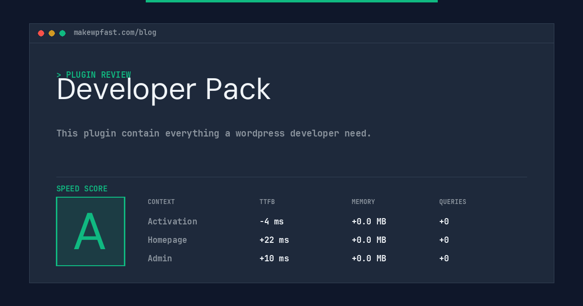 Developer Pack - MakeWPFast