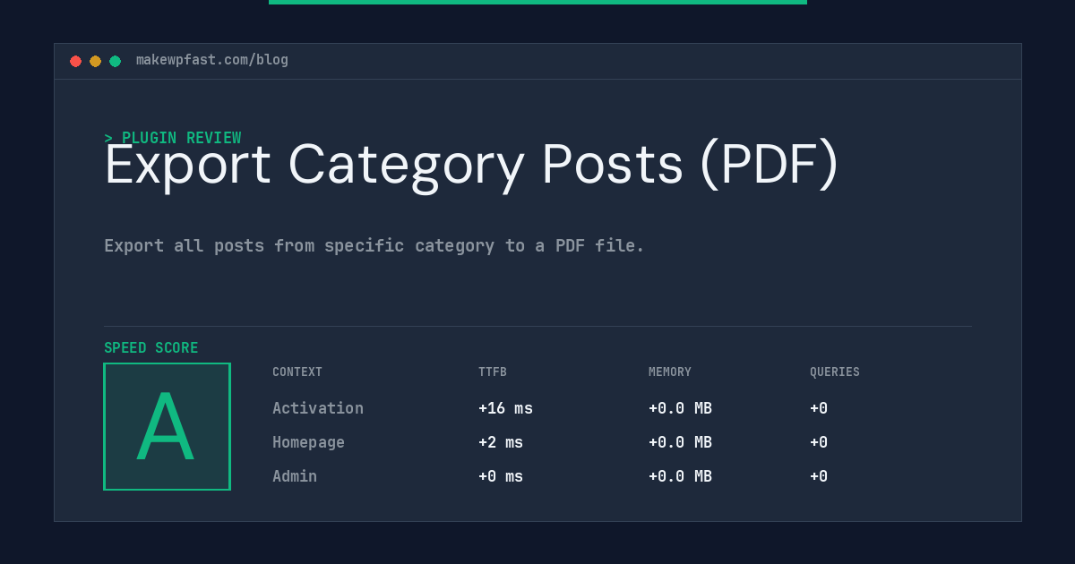 Export Category Posts (PDF) - MakeWPFast