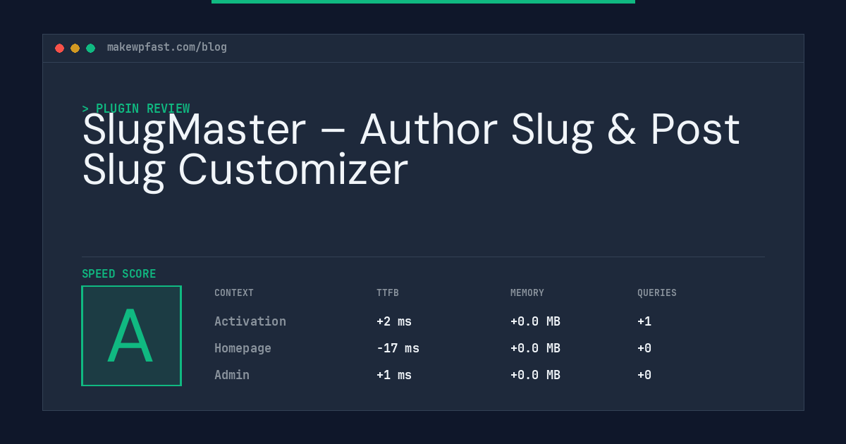 SlugMaster – Author Slug & Post Slug Customizer - MakeWPFast