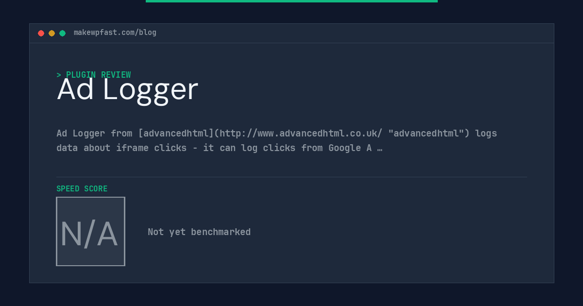 Ad Logger - MakeWPFast
