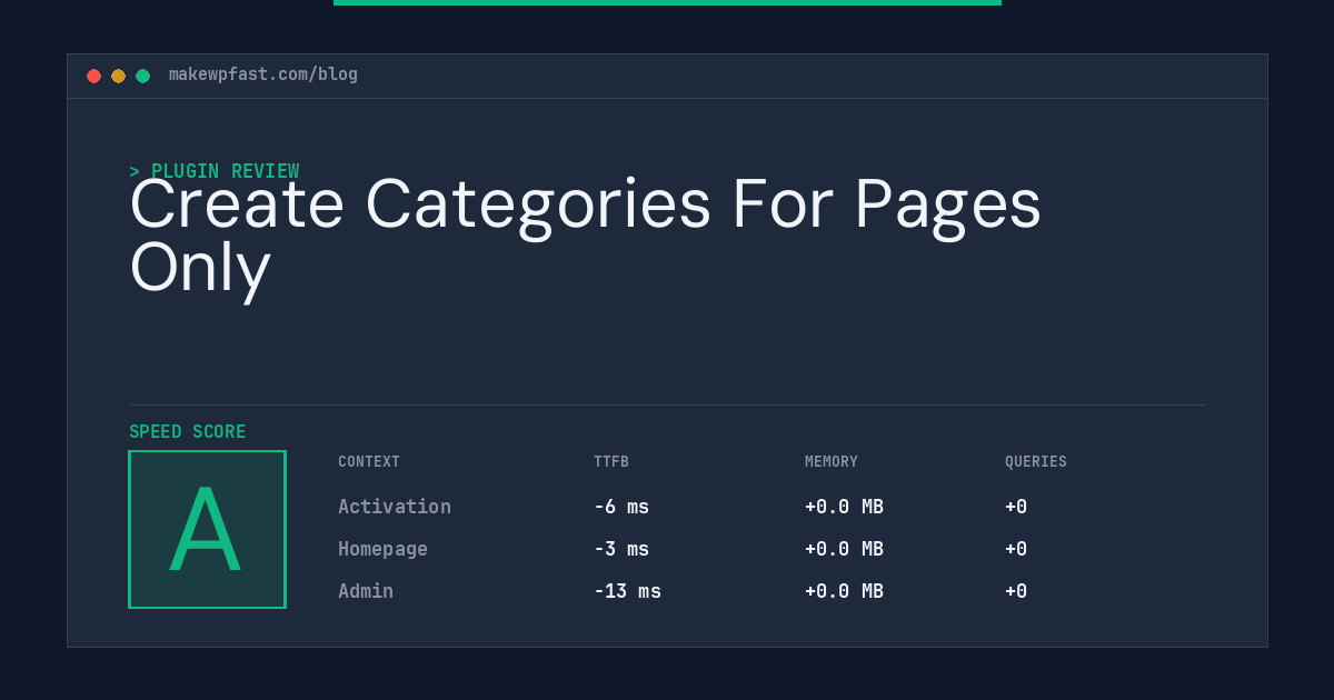 Create Categories For Pages Only - MakeWPFast