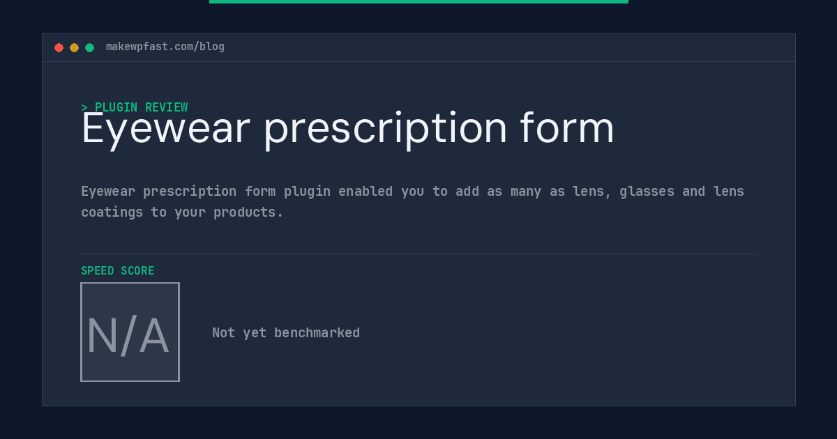Eyewear prescription form - MakeWPFast