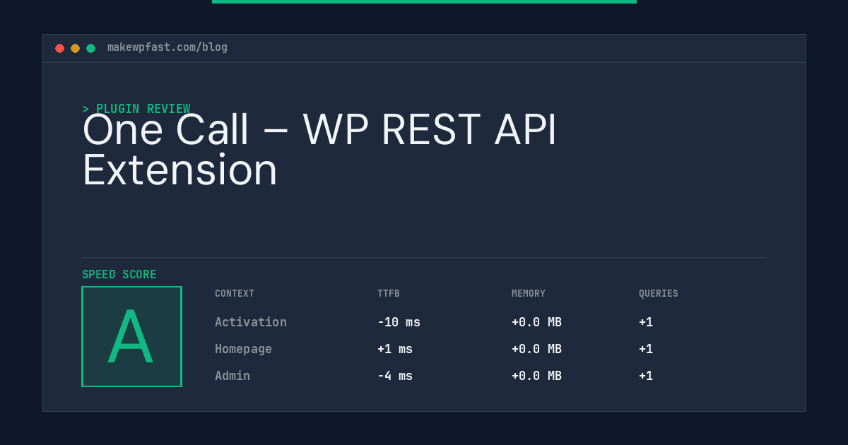 One Call – WP REST API Extension - MakeWPFast