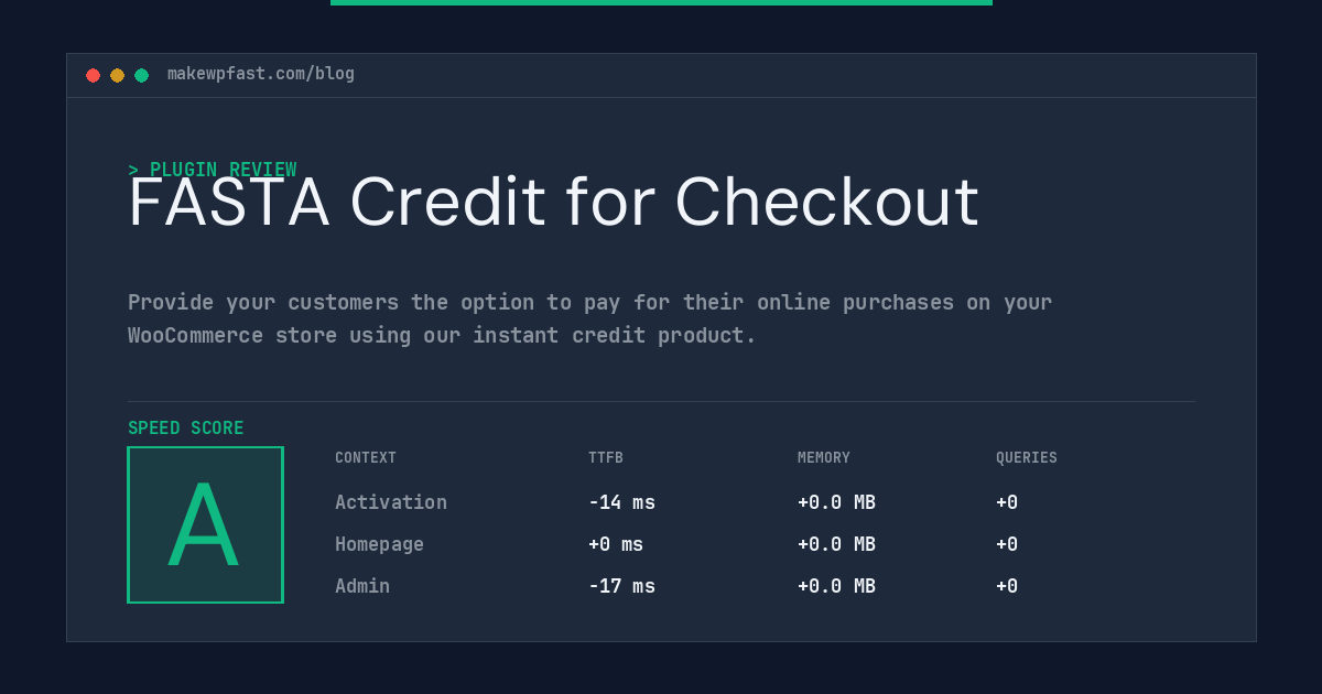 FASTA Credit for Checkout - MakeWPFast