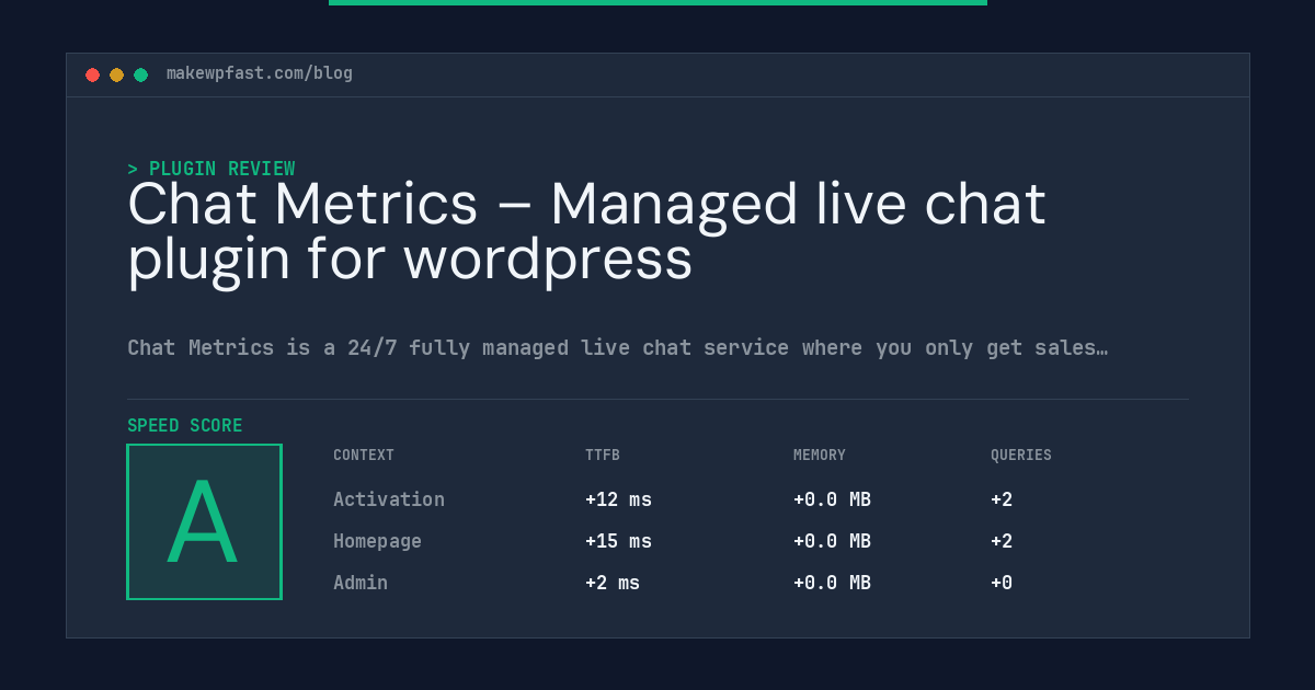 Chat Metrics – Managed live chat plugin for wordpress - MakeWPFast