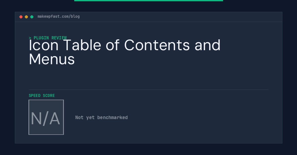 Icon Table of Contents and Menus - MakeWPFast