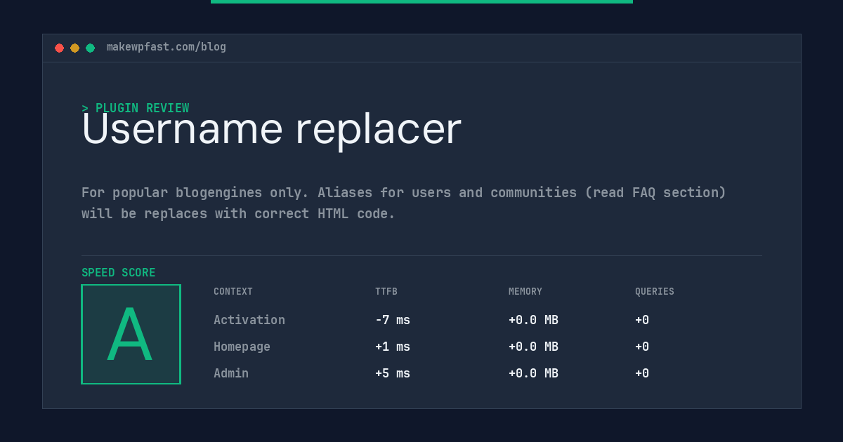 Username replacer - MakeWPFast