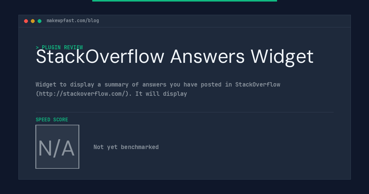 StackOverflow Answers Widget - MakeWPFast