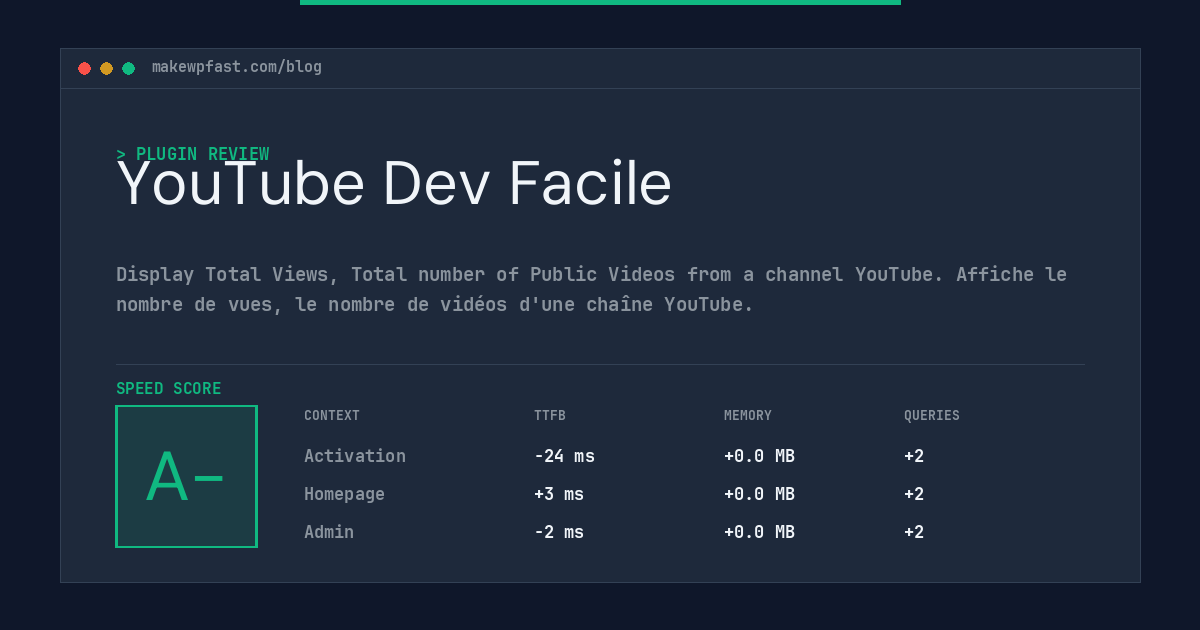 YouTube Dev Facile - MakeWPFast