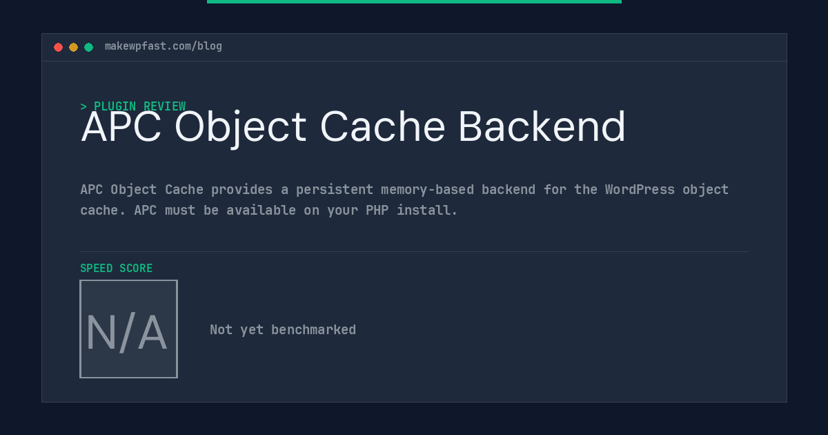 APC Object Cache Backend - MakeWPFast