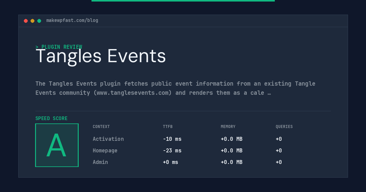Tangles Events - MakeWPFast