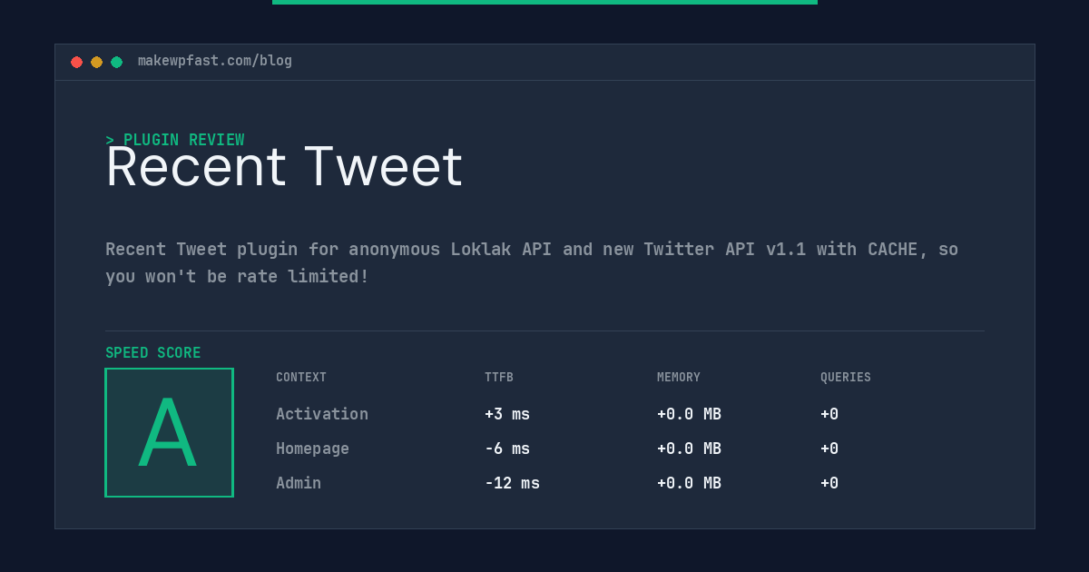 Recent Tweet - MakeWPFast