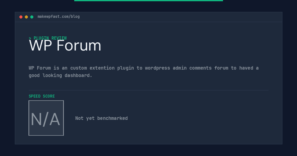 WP Forum - MakeWPFast