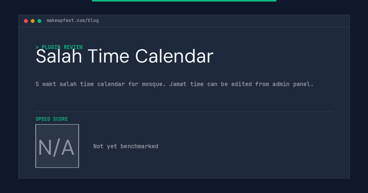 Salah Time Calendar - MakeWPFast