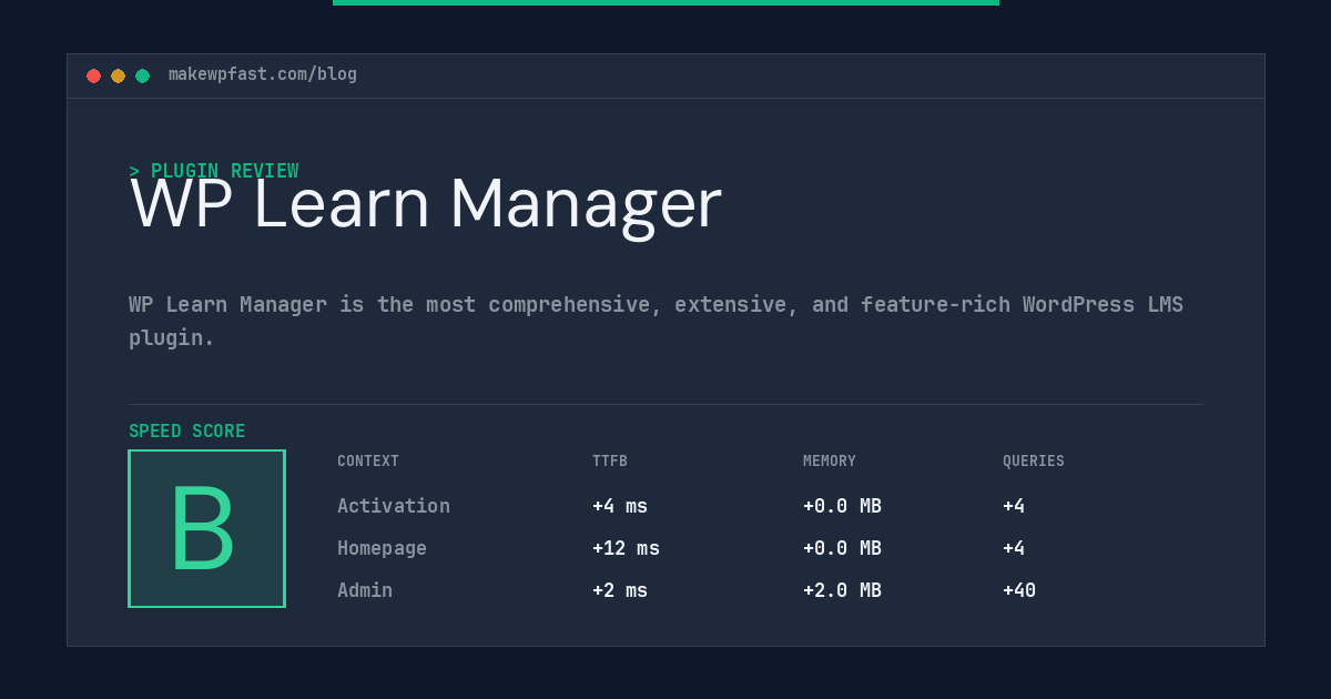 WP Learn Manager - MakeWPFast