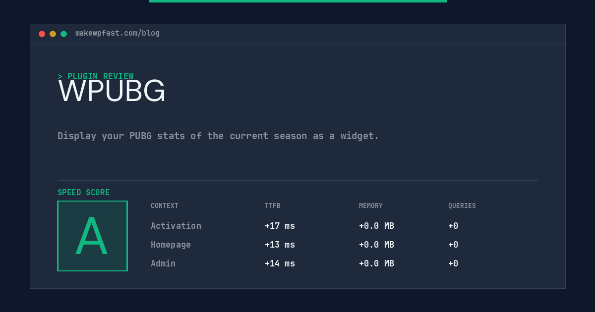 WPUBG - MakeWPFast