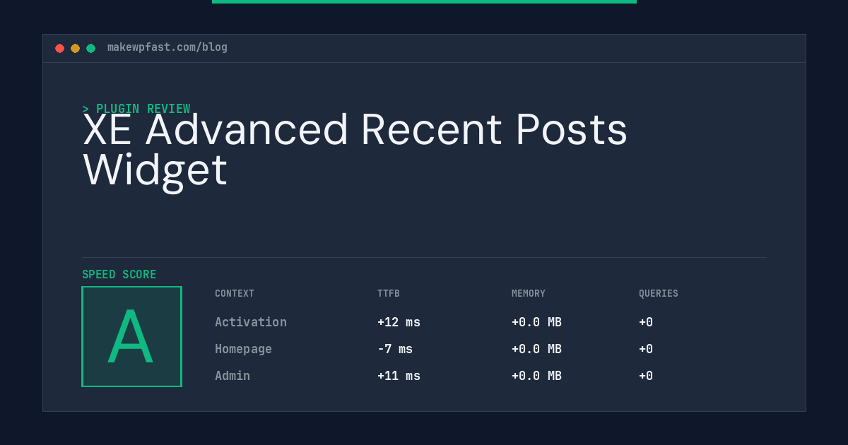 XE Advanced Recent Posts Widget - MakeWPFast