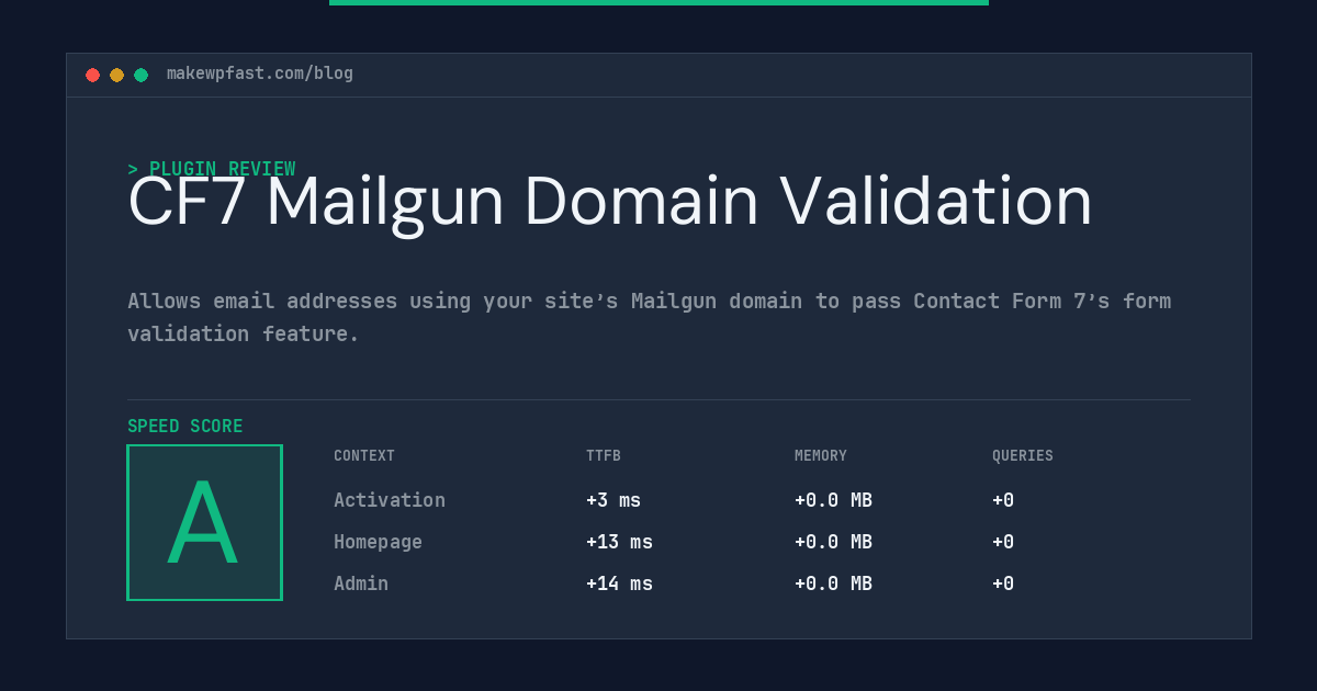CF7 Mailgun Domain Validation - MakeWPFast