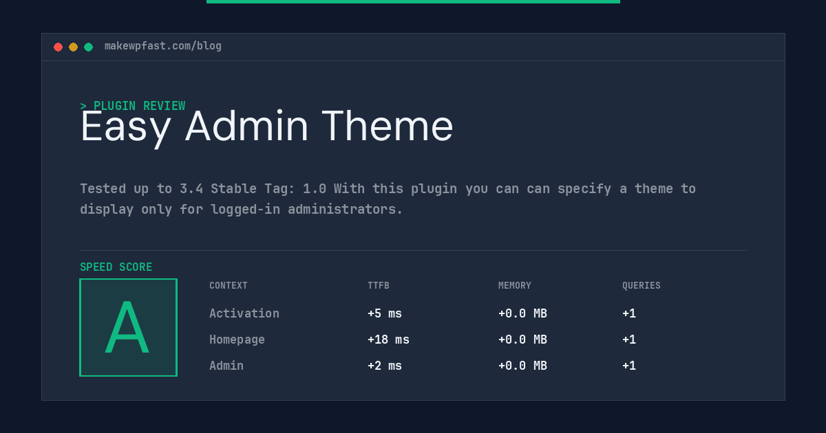 Easy Admin Theme - MakeWPFast