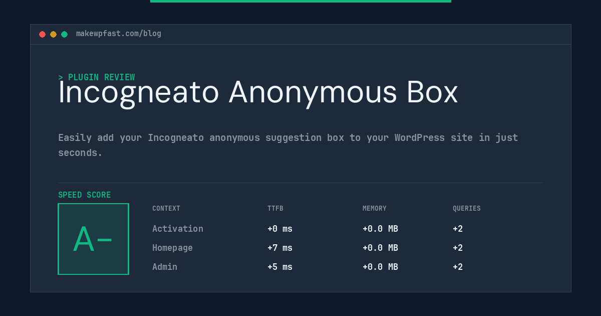 Incogneato Anonymous Box - MakeWPFast