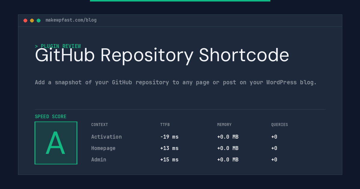 GitHub Repository Shortcode - MakeWPFast
