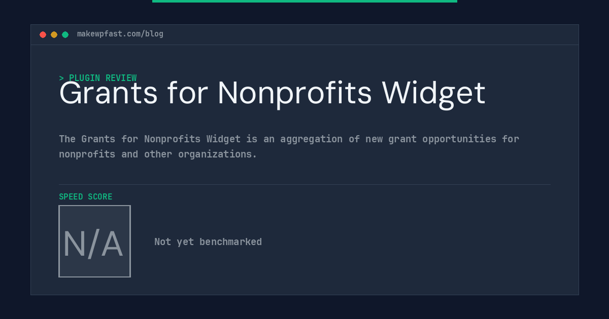 Grants for Nonprofits Widget - MakeWPFast