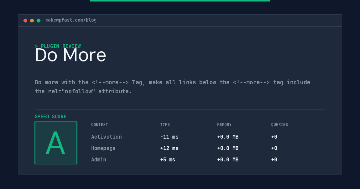 Do More - MakeWPFast