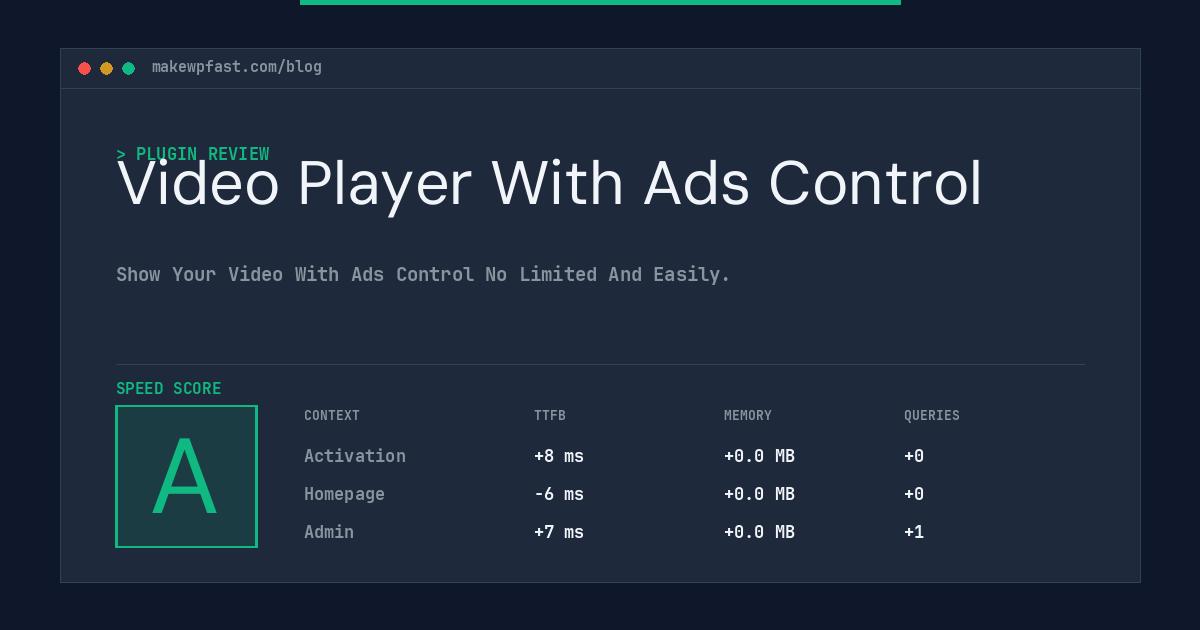 Video Player With Ads Control - MakeWPFast