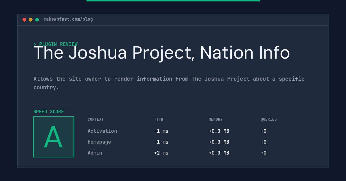 The Joshua Project, Nation Info - MakeWPFast