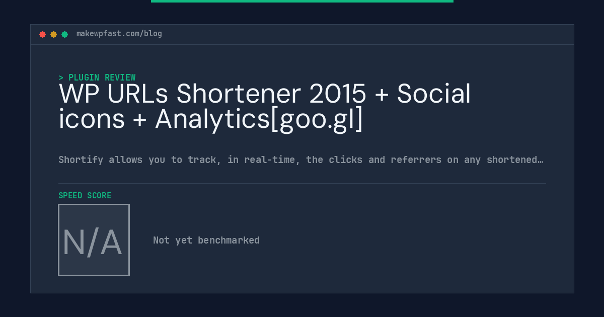 WP URLs Shortener 2015 + Social icons + Analytics[goo.gl] - MakeWPFast