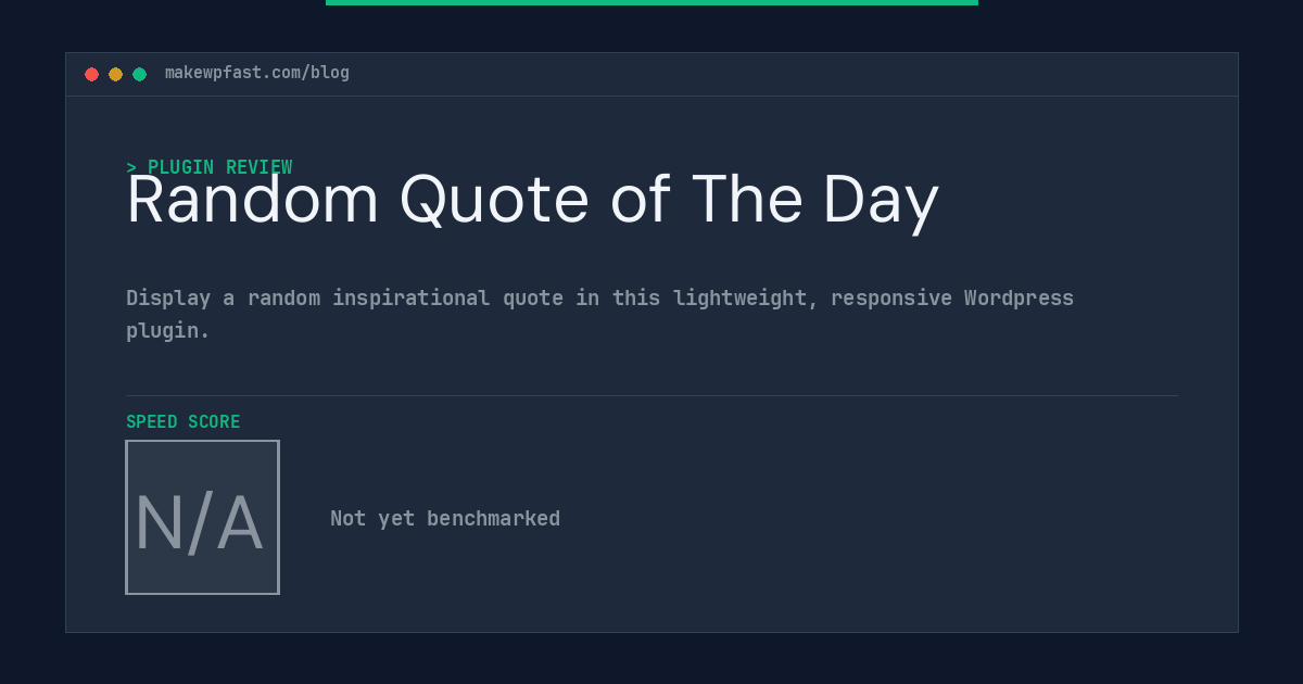 Random Quote of The Day - MakeWPFast