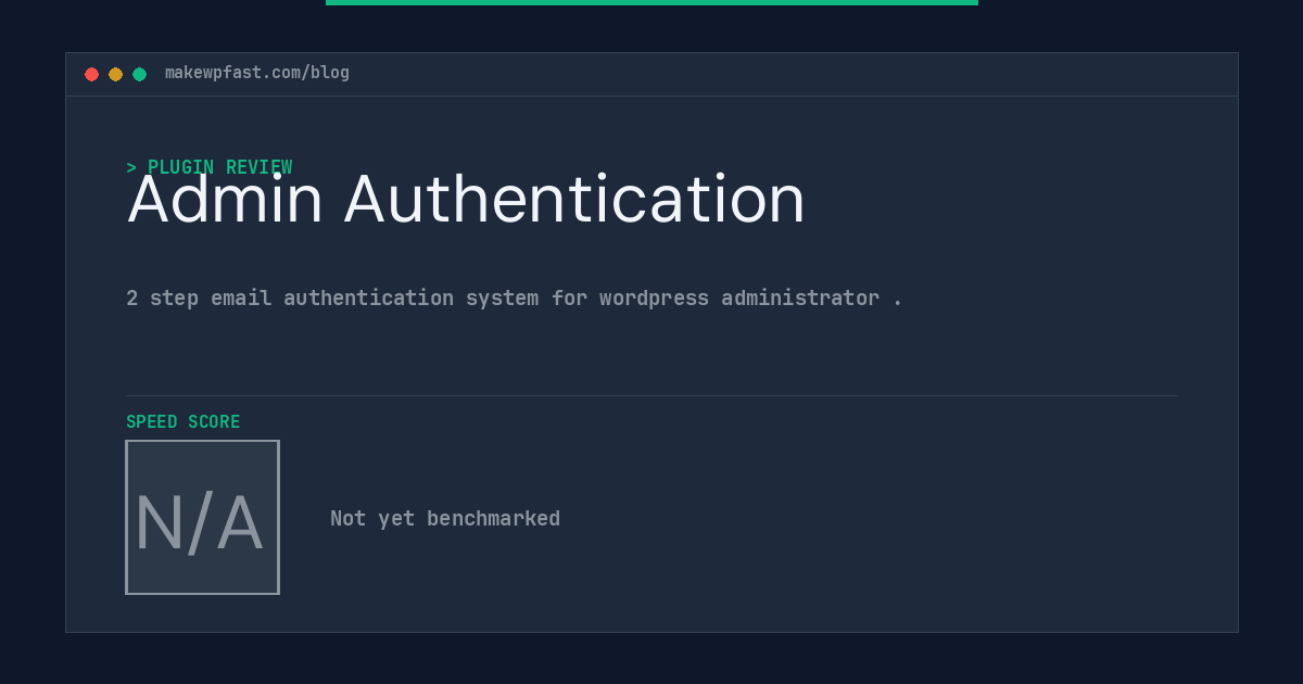 Admin Authentication - MakeWPFast
